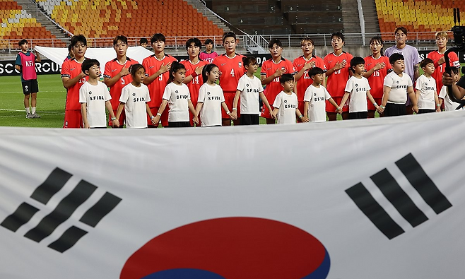 지난 7월 동아시아축구연맹(EAFF) E-1 챔피언십(동아시안컵) 때 여자 축구 대표팀 [연합]