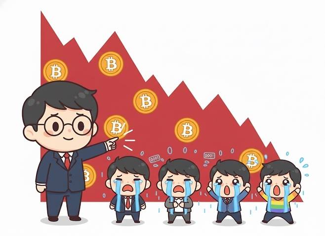 지난달 10일 시작된 비트코인 폭락으로 투자자들이 패닉에 빠진 가운데 의외의 원인을 지목해 주목받은 투자분석업체 펀드스트랫의 공동창업자 톰 리의 인공지능(AI) 일러스트.