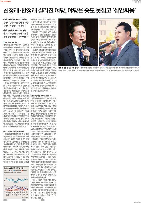 ▲24일자 중앙일보 3면.