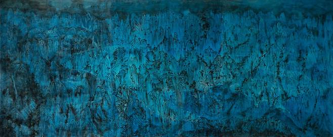 박경민, 내 안의 풍경25-302, 162cmx390cm 광목천에 목탄, 먹, 채색 2025