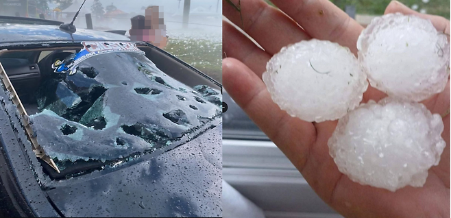 야구공 만한 우박.[X]