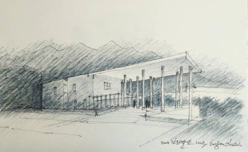 기둥과 처마 공간 비움의 마당 스케치. 최상대 전 회장