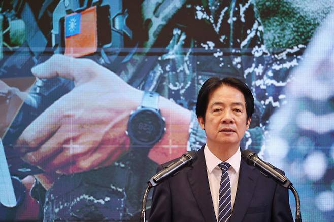 라이칭더 대만 총통이 26일 타이베이 관저에서 ‘민주 대만과 국가 안보 수호 실행 계획’에 관한 기자회견을 열고 있다.(사진=AFP)