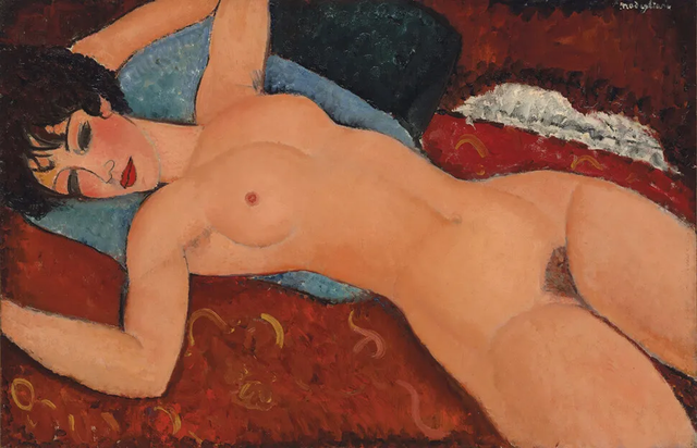 아마데오 모딜리아니, ‘누워있는 나부’(Nu couche ). 1917년. 캔버스에 유채. 89.5 x 146.7cm. 개인 소장.