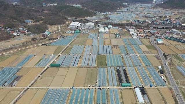 대구농수산물도매시장 이전지인 달성군 하빈면 대청리 667 일원 드론 사진. 대구시청