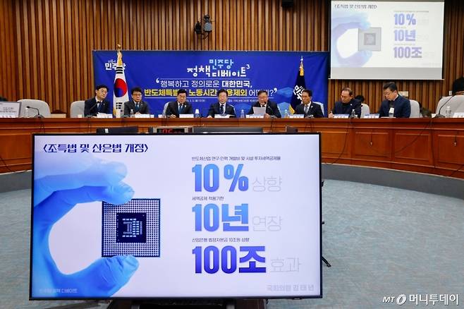 김태년 더불어민주당 의원이 3일 오전 서울 여의도 국회에서 열린 민주당 정책 디베이트 Ⅲ '행복하고 정의로운 대한민국, 반도체특별법 노동시간 적용제외 어떻게?'에 참석해 법안 설명을 하고 있다. 2025.2.3/뉴스1 Copyright (C) 뉴스1. All rights reserved. 무단 전재 및 재배포, AI학습 이용 금지. /사진=뉴스1