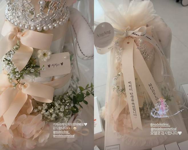 [서울=뉴시스] 배우 이시영이 최근 둘째를 출산한 가운데, 선물받은 기저귀 케이크를 공개했다. (사진=이시영 인스타그램 캡처) 2025.11.27. photo@newsis.com *재판매 및 DB 금지