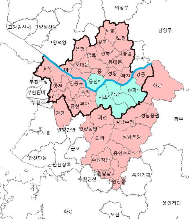 수도권 투기과열지구, 조정대상지역 현황. (출처= 국토교통부)