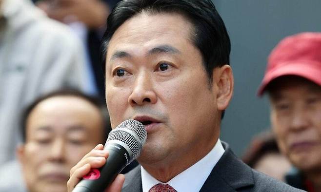 장동혁 국민의힘 대표가 10월24일 서울 노원구 상계5 재정비촉진구역에서 열린 ‘국민의힘 서울시 부동산 대책 현장회의’에서 발언하고 있다. 연합뉴스