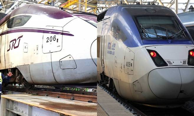 코레일과 SR의 철도 통합 논의가 큰 진전을 이루지 못했다는 우려가 나온다. 사진은 SRT과 KTX 모습. /사진=코레일, 뉴스1