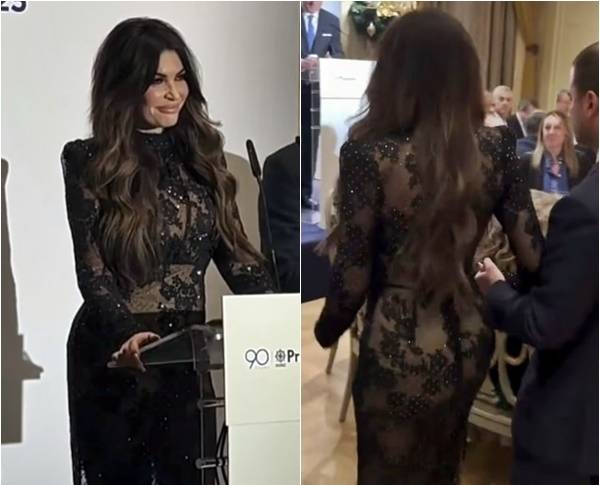 도널드 트럼프 미 대통령 장남의 전 약혼자로 유명한 그리스 대사 킴벌리 길포일이 아테네에서 열린 추수감사절 공식 만찬에 파격적인 옷을 입고 등장해 논란이 되고 있다.