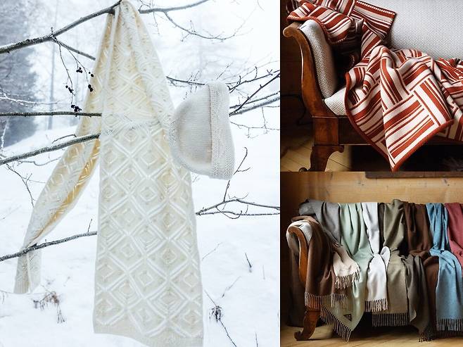 로로피아나만의 최상의 캐시미어 스카프로 구성된 홀리데이 기프트 셀렉션. 일부 부티크에서 장인의 도움을 받아 컬러와 플래드 구성, 이니셜 자수 등 맞춤형 디자인을 완성할 수 있다. 로로피아나.