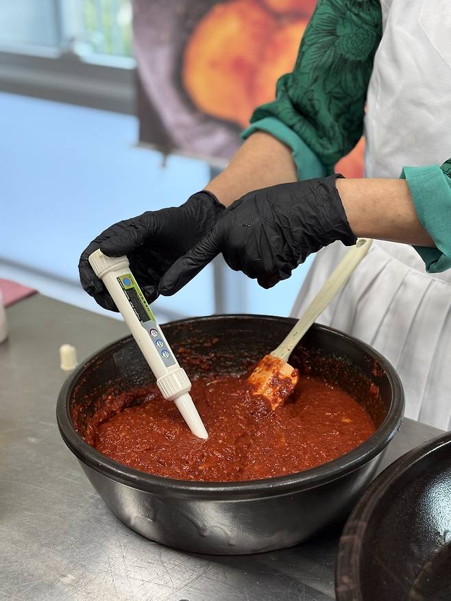 김치의 달인인 명인도 김치를 담글 때는 염도계 체크를 빼먹지 않는다.