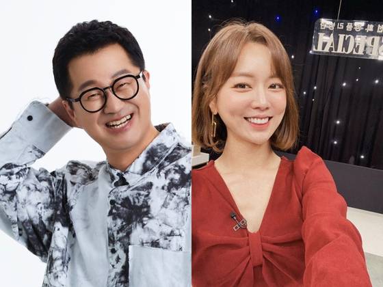 방송인 지상렬, 쇼호스트 신보람(왼쪽부터). SNS 캡처.