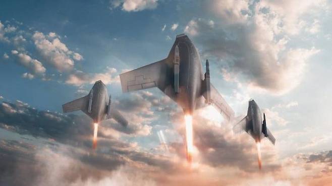 실드 AI가 지난 10월 21일(현지사간) 공개한 X-BAT의 수직이착륙 개념. '하이브마인드' 인공지능(AI) 자율 플랫폼을 기반으로 육상과 해상 등 배치 유연성이 높다. 최대 상승 고도 5만피트(약1만5240m) 이상, 마하 1.2 이상의 속도를 낼 수 있다. 실드 AI 공식 X 계정 캡처