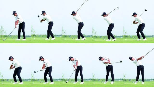 옥태훈의 드라이버 샷 연속 스윙. 사진 제공=민수용 KPGA 공식 사진기자