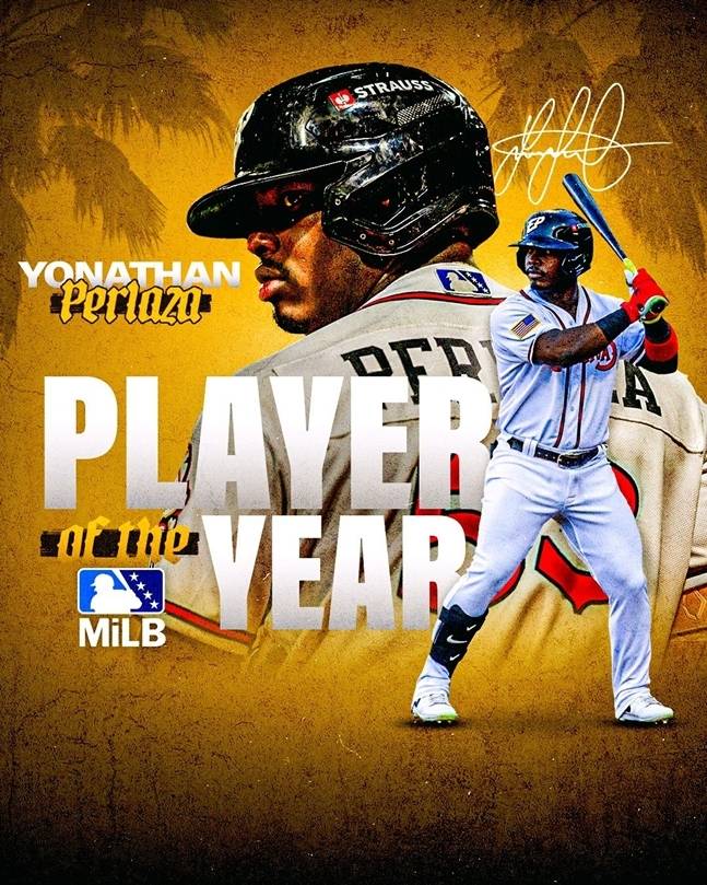 올해 마이너리그 올해의 선수상을 수상한 페라자. /사진=샌디에이고 파드리스 공식 SNS