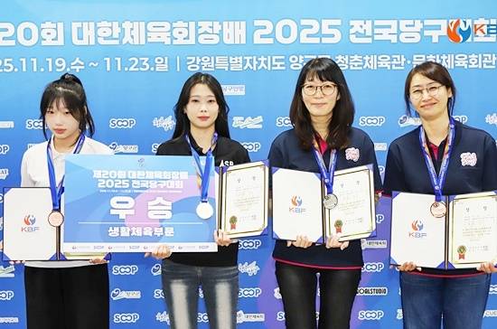 동호인부 여자B조 입상자.(사진=대한당구연맹)
