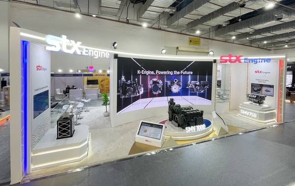 이집트 카이로에서 4일까지 열리는 'EDEX 2025(이집트 방산 전시회)' STX엔진 전시 부스. /STX엔진