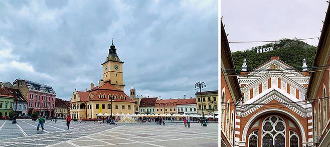(좌)브라소브 구시가지 의회 광장 (우)루마니아 유대인을 위해 지어진 유대교 회당