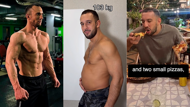 러시아 유명 트레이너 드미트리 누얀진(30)이 자신의 다이어트 비법을 증명하려 하루 1만kcal씩 폭식하다 급성 심부전으로 사망했다. 그는 살을 찌운 뒤 다시 빼는 모습을 보여주려다 변을 당했다. 인스타그램 @dmitryfit