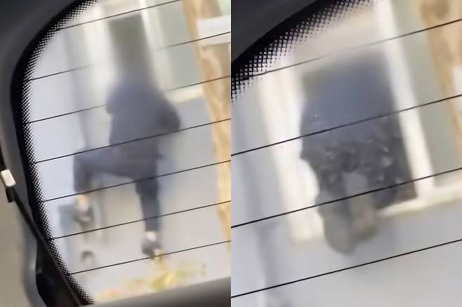 지난달 28일 오후 1시쯤 경기 시흥시 정왕동의 한 아파트 1층 세대에 침입하는 남성의 모습.&nbsp;경기도소방재난본부 제공