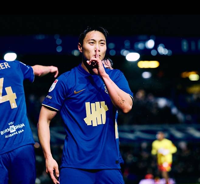 골세리머니를 펼치는 백승호 [버밍엄시티 SNS 캡처, 재판매 및 DB 금지]