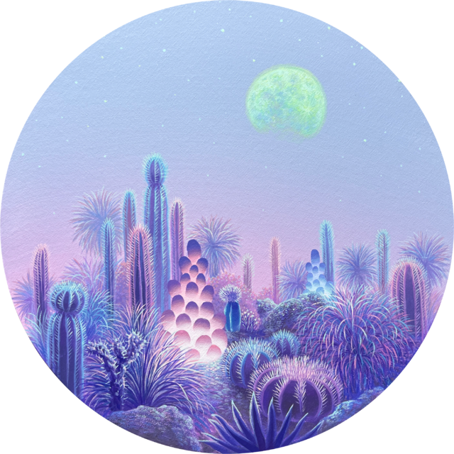 김민송 작, '사막의 밤', 40x40cm, 캔버스에 아크릴, 2025. 키다리갤러리 제공