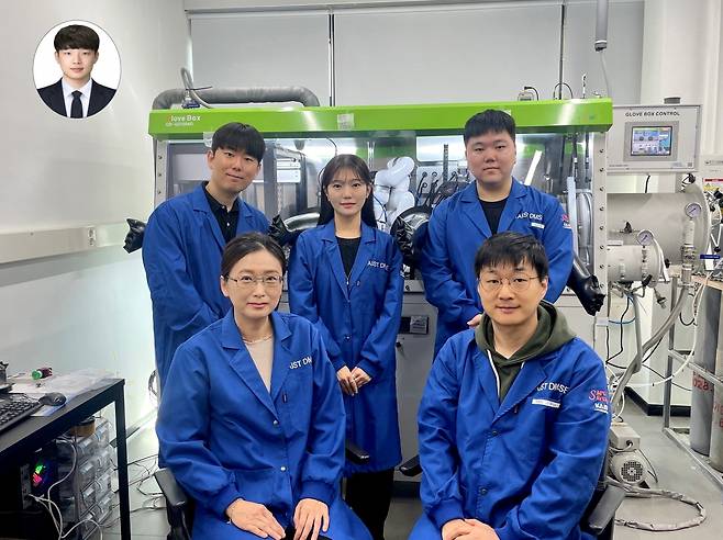 이번 연구를 수행한 KAIST 연구진. 최남순(아랫줄 왼쪽부터 시계방향) 교수, 이기훈, 한승희, 김재승 박사과정, 서동화 교수. 김준영(상단 원안) 석사.[KAIST 제공]
