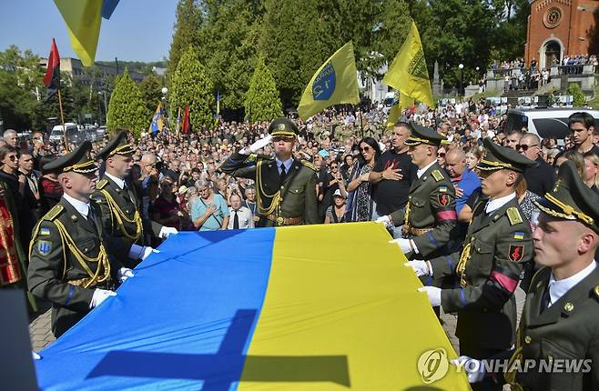 지난 8월 30일 살해된 안드리 파루비 전 의회 의장 영결식 [EPA 연합뉴스 자료사진 재판매 및 DB 금지]
