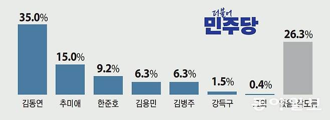 민주당 내 경기도지사 지지율. 경기일보 제공