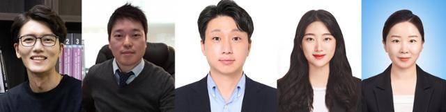 고엔트로피 소재를 상온에서 손쉽게 합성할 수 있는 기술을 개발한 UNIST 조승호(왼쪽부터) 교수, 이석빈 교수, 김정환 교수, 김미리 연구원(제1저자), 김민지 박사(제1저자). UNIST 제공