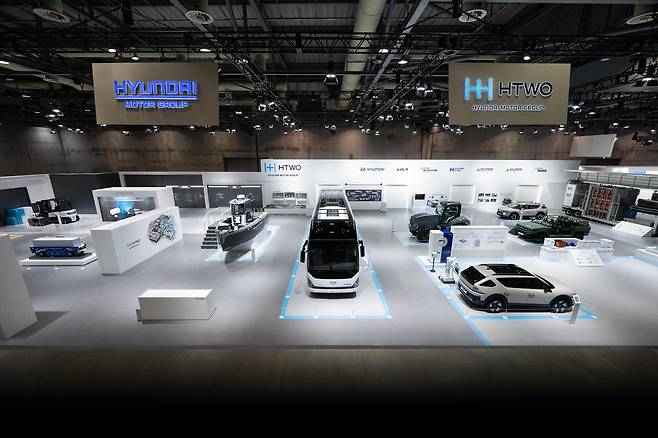 Hyundai's booth at the World Hydrogen Expo 2025, which kicked off on Thursday at Kintex in Goyang, Gyeonggi, on Dec. 4. [HYUNDAI MOTOR]