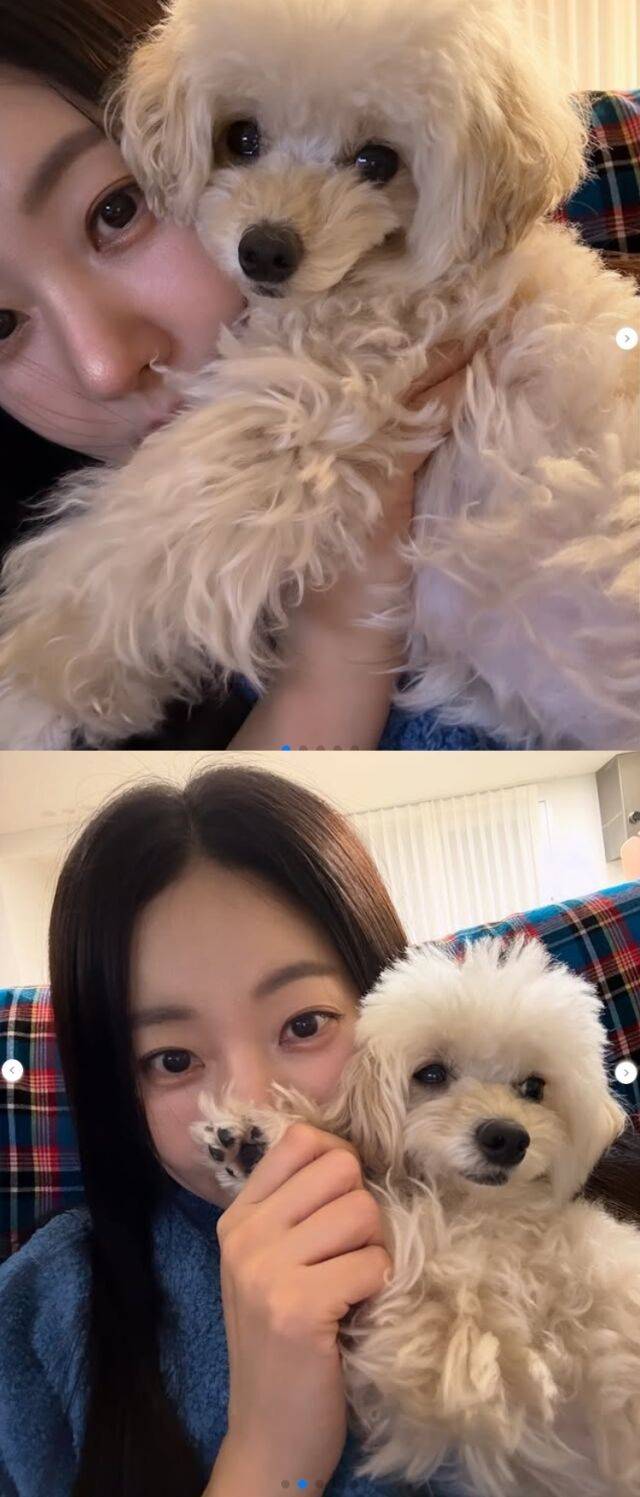 배우 김사랑과 반려견. /김사랑 소셜미디어