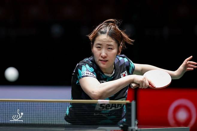 혼성단체 월드컵에 나선 이은혜의 경기 장면 [ITTF SNS 캡처. 재판매 및 DB 금지]