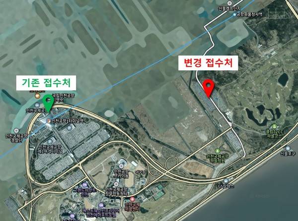 인천공항 1터미널 발렛파킹 접수처(현재와 내년 변경 시점) 위치도. [사진=독자]&nbsp;