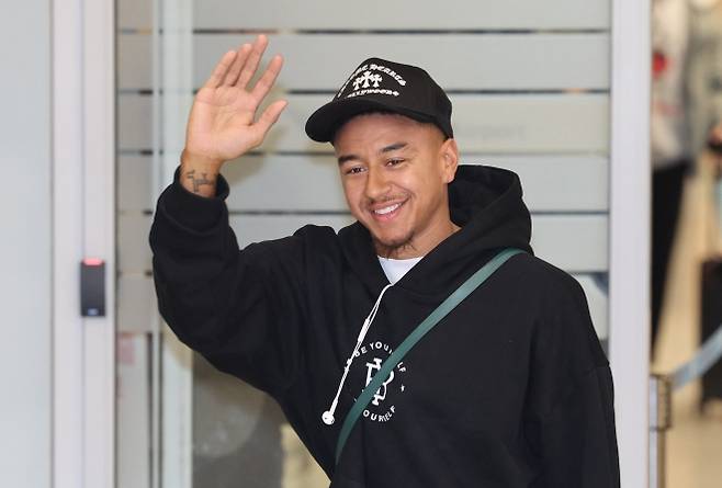 제시 린가드가 2024년 2월 5일 인천국제공항을 통해 입국하고 있다. 연합뉴스