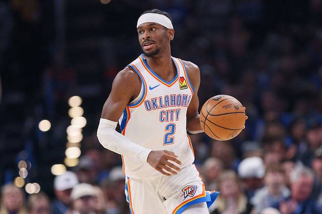 [오클라호마시티=AP/뉴시스] 미국프로농구(NBA) 오클라호마시티 선더의 샤이 길저스알렉산더. 2025.11.12.