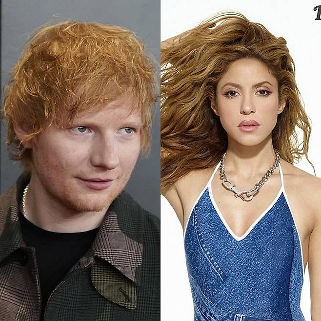 왼쪽부터 에드 시런, 샤키라. (사진=연합외신, 롤링 스톤 제공)