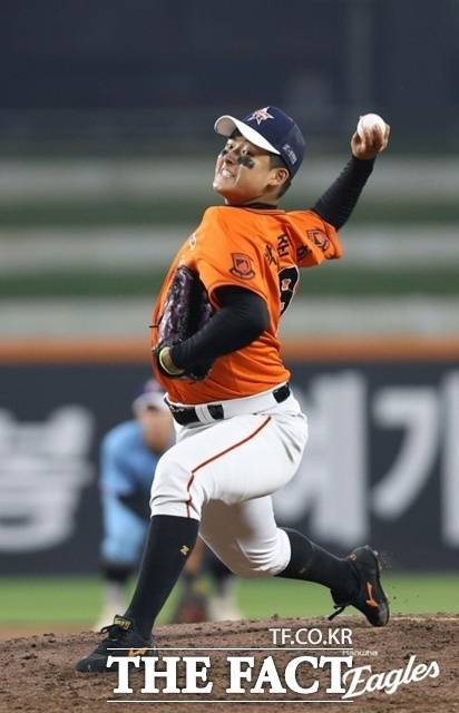 박준현은 올해 고교 최고 투수로 꼽혔다. 하지만 학폭 가해자로 밝혀지면서 선수 인생에 위기를 맞고 있다. /한화 이글스