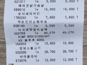 조모(59) 씨가 코스트코에서 구매한 미국산 냉장 갈비살 결제 영수증. 이다온 기자