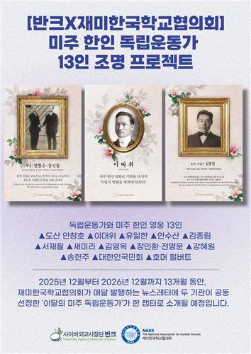 미주 한인 영웅 13인 조명 프로젝트 포스터 [반크 제공]