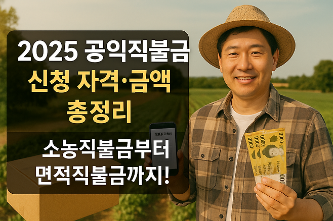 2025 공익직불금 신청 자격 금액 총정리 소농직불금부터 면적직불금까지