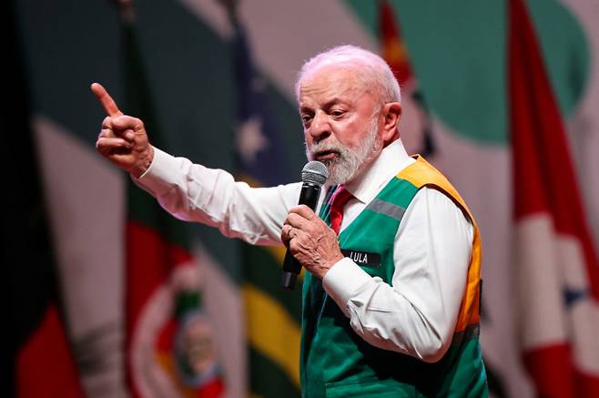 사진은 룰라 브라질 대통령이 지난 8일 브라질리아에서 열린 제14차 전국사회지원회의에서 연설하는 모습. /사진=로이터