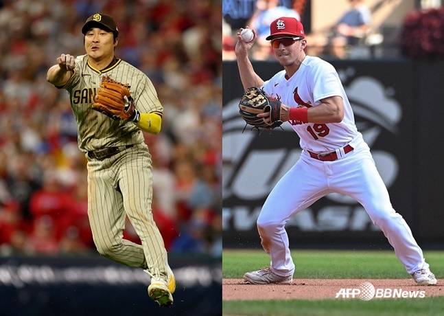 김하성(왼쪽)과 토미 에드먼. /AFPBBNews=뉴스1