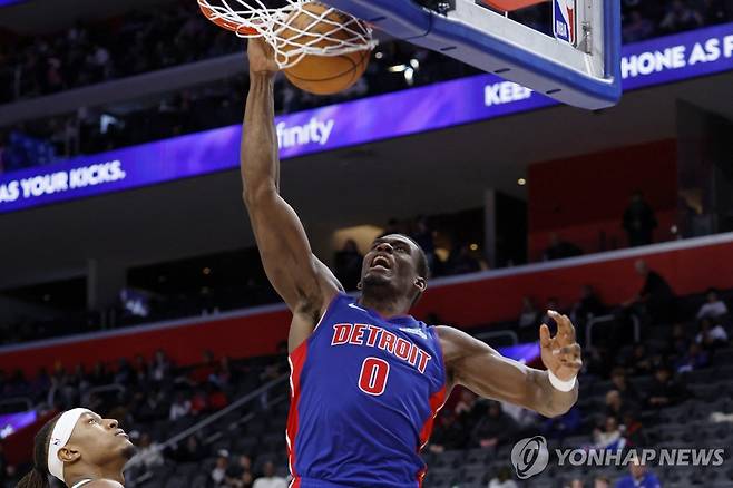 디트로이트 제일런 듀런의 덩크 [Rick Osentoski-Imagn Images/로이터=연합뉴스]