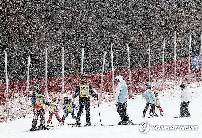 연합뉴스·SBAK, 다문화·한부모 가정 스키캠프 개최 (춘천=연합뉴스) 양지웅 기자 = 13일 강원 춘천시 엘리시안강촌 스키장에서 열린 '연합뉴스·한국스키장경영협회(SBAK)와 함께하는 즐거운 스키캠프'에 참석한 어린이들이 스키를 배우고 있다.
    국가기간통신사 연합뉴스와 SBAK가 연말을 맞아 이웃나눔 사회공헌 활동으로 공동 마련한 이번 스키캠프는 여러 이유로 다양한 레저 활동을 접하기 어려운 지역 내 다문화·한부모 가정을 초청해 진행했다. 2025.12.13 yangdoo@yna.co.kr