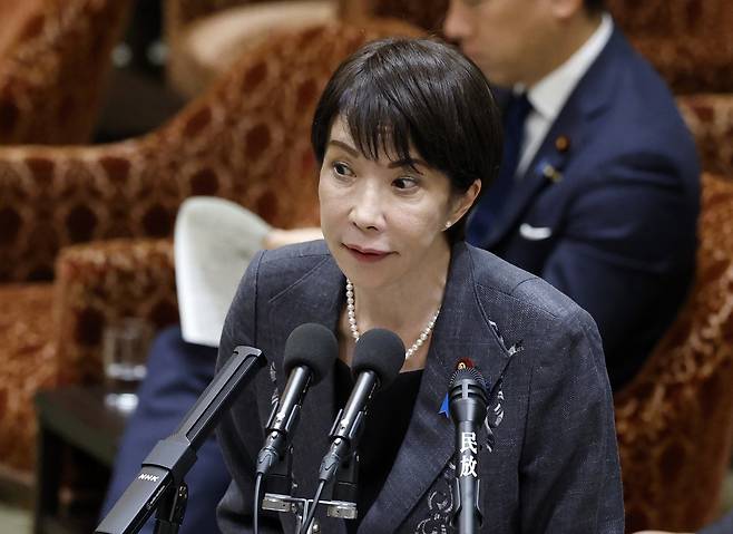 Japan’s Prime Minister Sanae Takaichi attends a House of Representatives Budget Committee meeting at the Diet in Tokyo on Dec. 9. [EPA/YONHAP]
