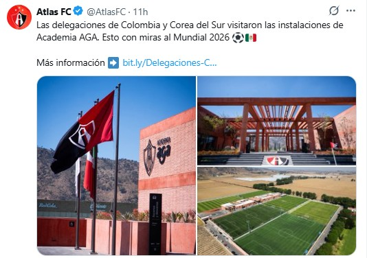 한국과 콜롬비아 대표단의 구단 시설 방문 사실을 전한 아틀라스FC. 사진[연합뉴스]