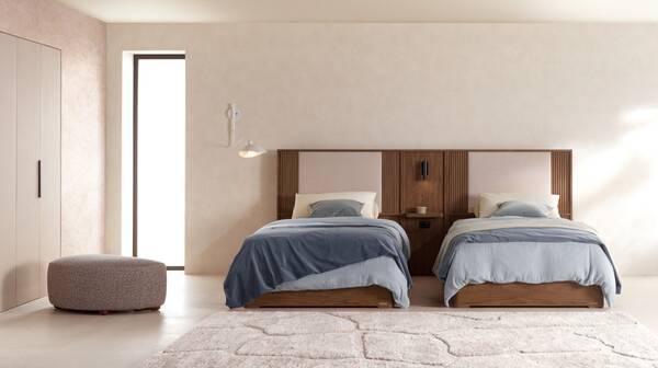 슈퍼싱글 두 개를 트윈 형태로 구성한 에이스침대의 노벨라 이미지.사진제공=에이스침대